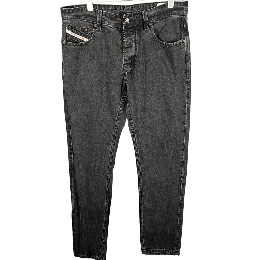 Diesel Waykee Jeans Men 34x31 Black Regular Straight Fit Italy Denim Button Fly
